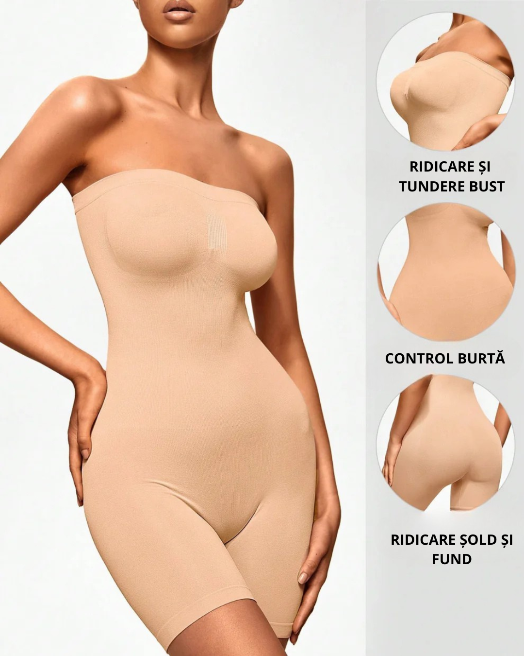 Seamless Body Shaper Pentru Femei cu Bretele Detașabile