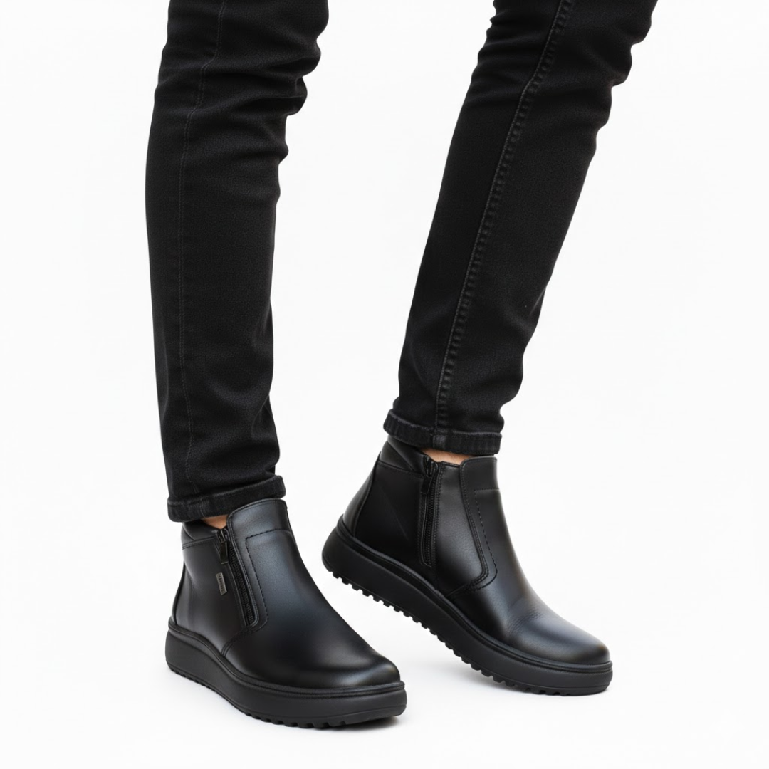 Ghete de Iarnă din Piele cu Fermoar pentru Bărbați