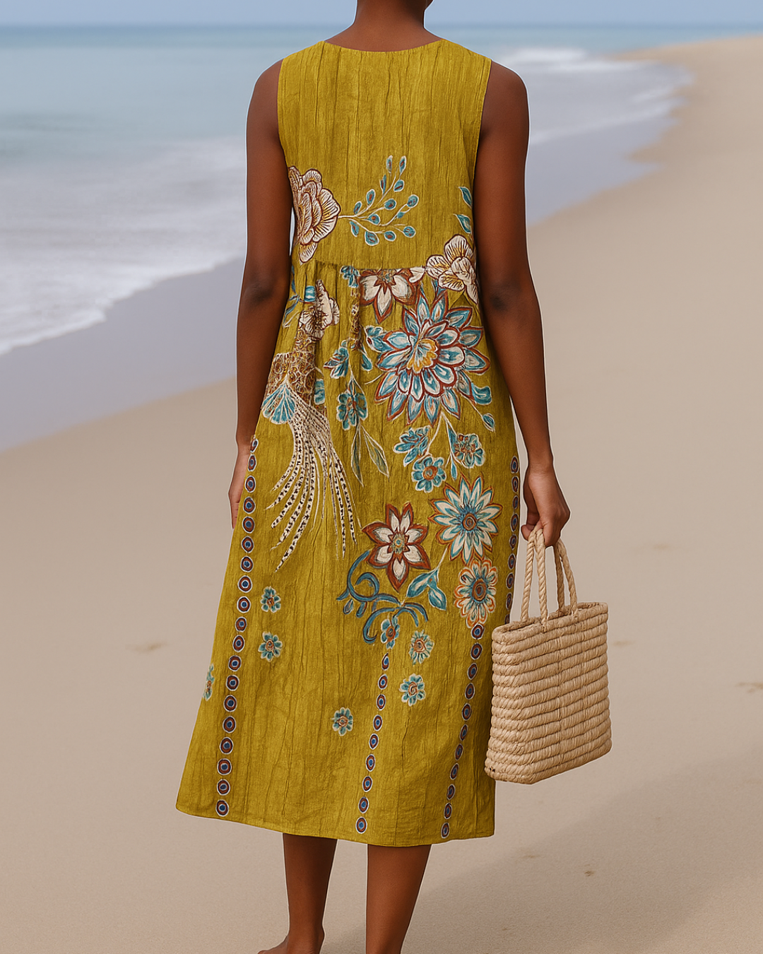 Rochie fără mâneci cu imprimeu floral vintage pentru femei