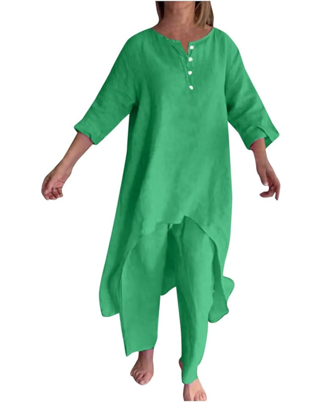 Set Casual din In pentru Femei Stil Natural