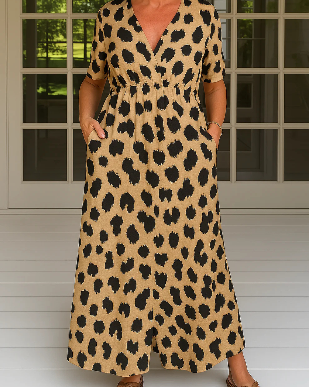 Rochie Maxi Pentru Femei cu Imprimare Modernă de Animale