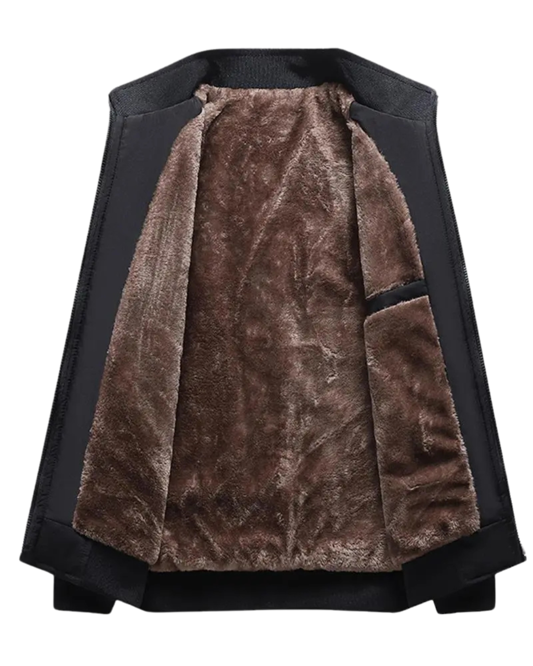 Palton din lână pentru bărbați cu căptușeală termică și închidere cu fermoar cu guler înalt în culoare uni®