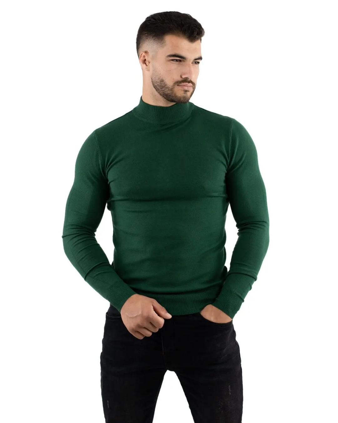 Pulover cu guler semi-înalt pentru bărbați