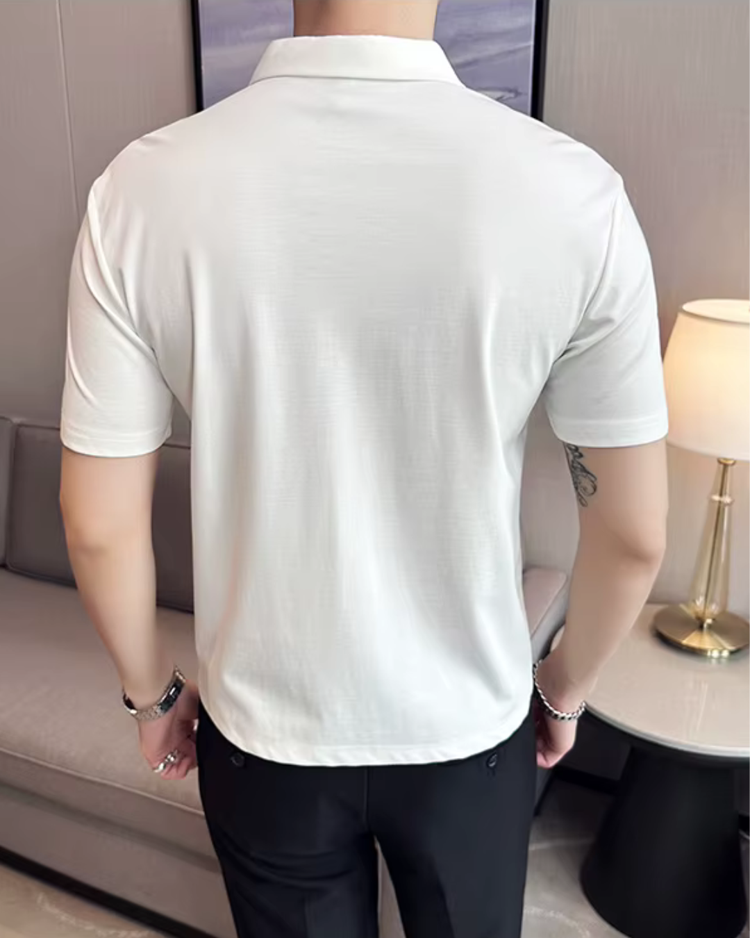 Elasticitate Ridicată Ușoară Moale și Rezistenta la încrețire Cămașă Polo Pentru Bărbați în Culoare Solidă