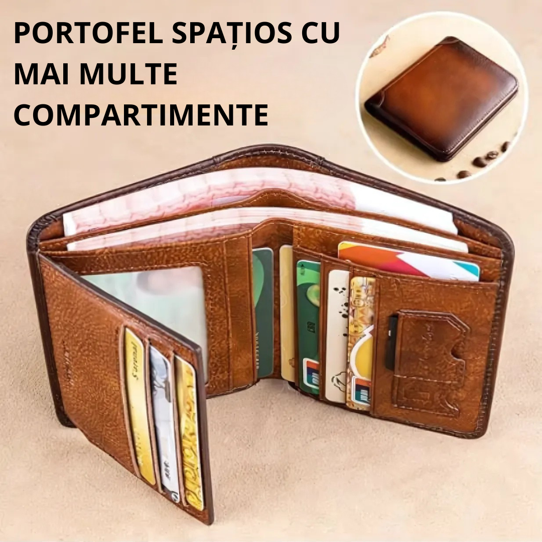 Husă impermeabilă din piele naturală cu blocare RFID multifuncțională