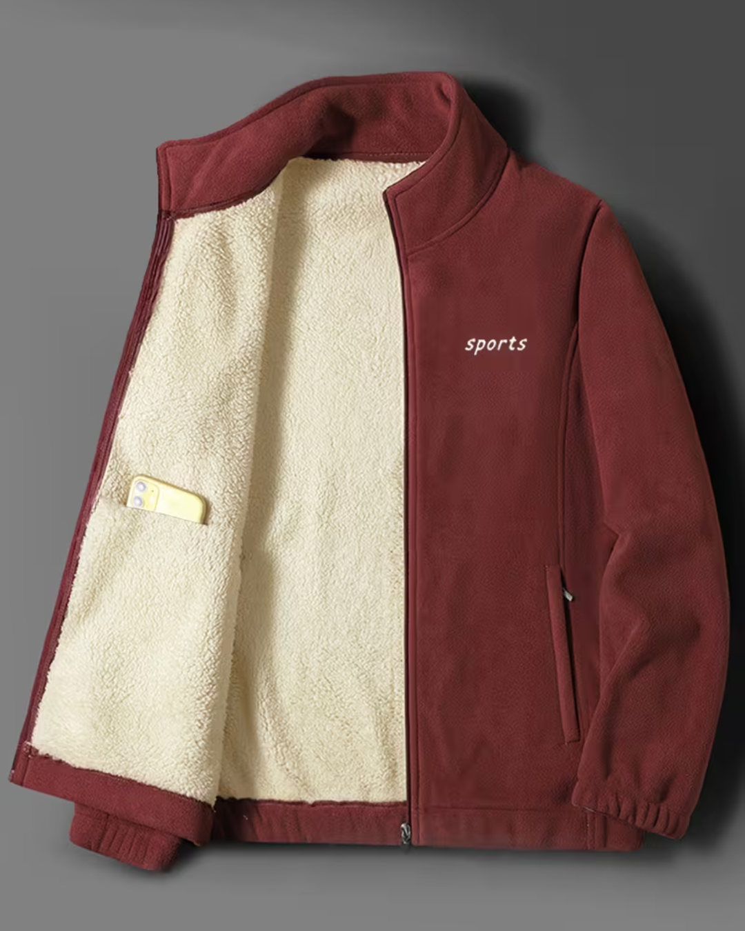 Jacheta termică căptușită cu blană artificială pentru bărbați