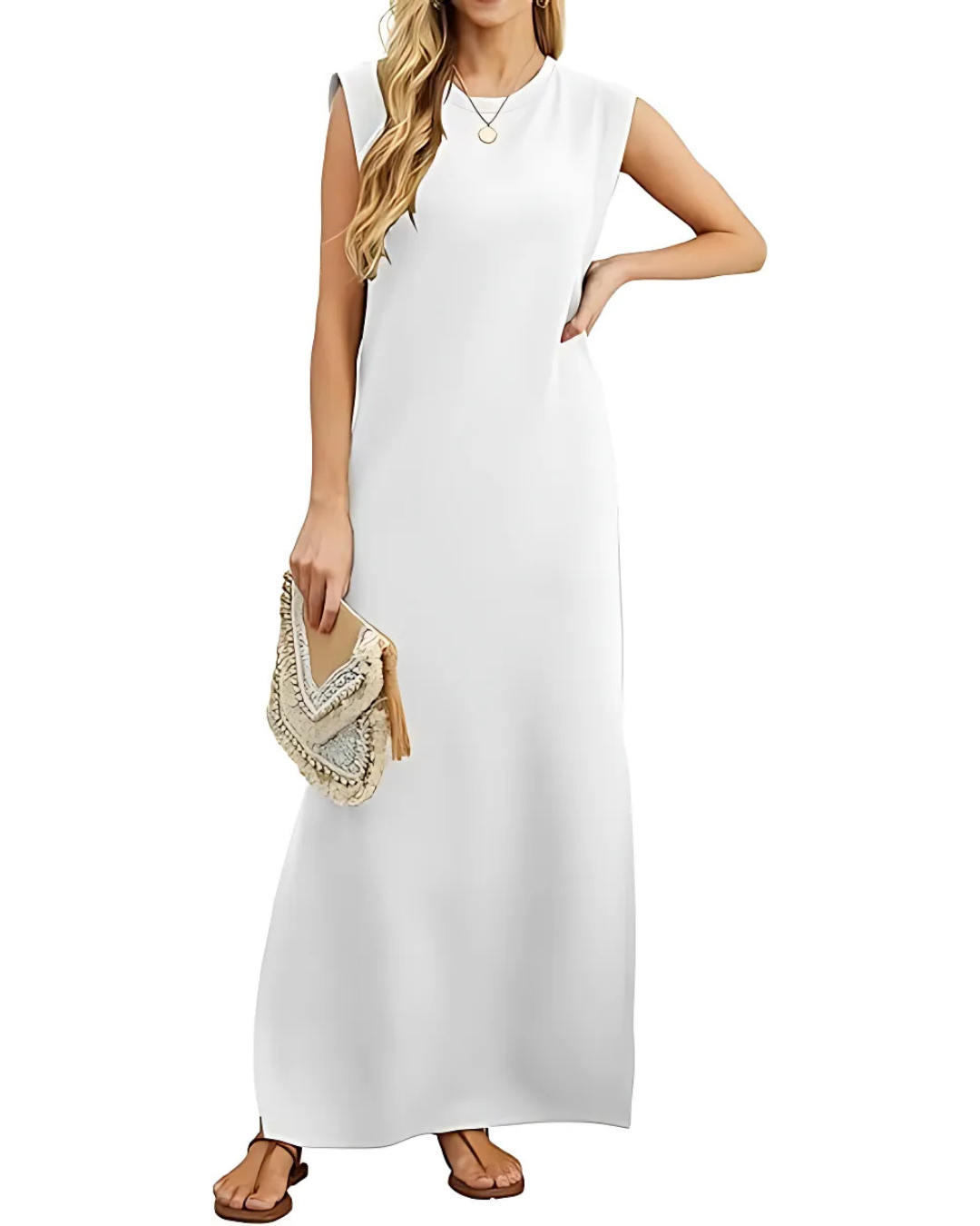 Rochie lungă și lung, cuzunare laterale