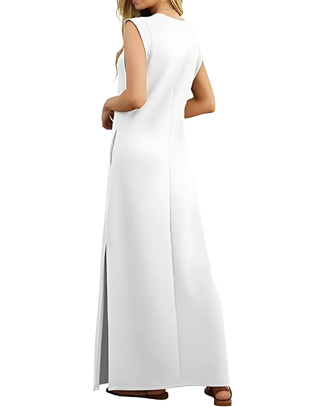 Rochie lungă și lung, cuzunare laterale