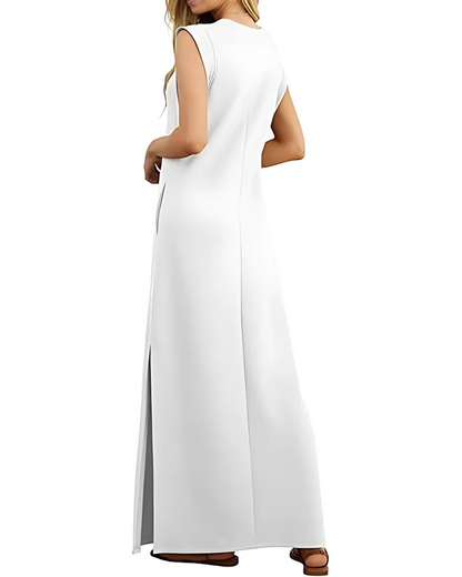 Rochie lungă și lung, cuzunare laterale