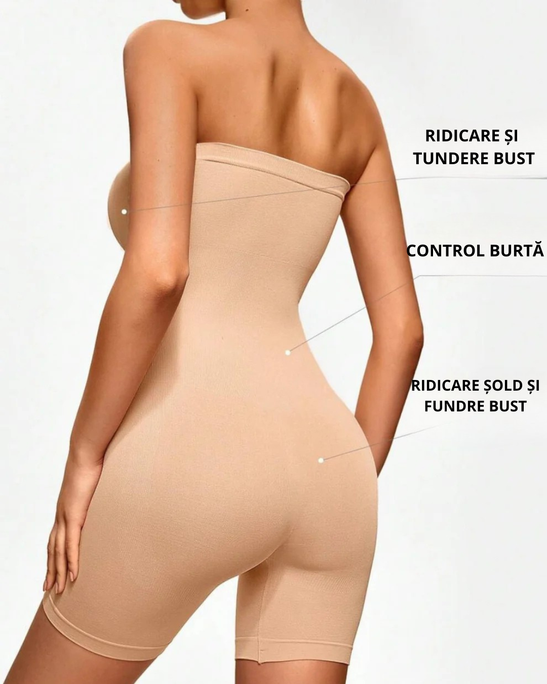 Seamless Body Shaper Pentru Femei cu Bretele Detașabile 