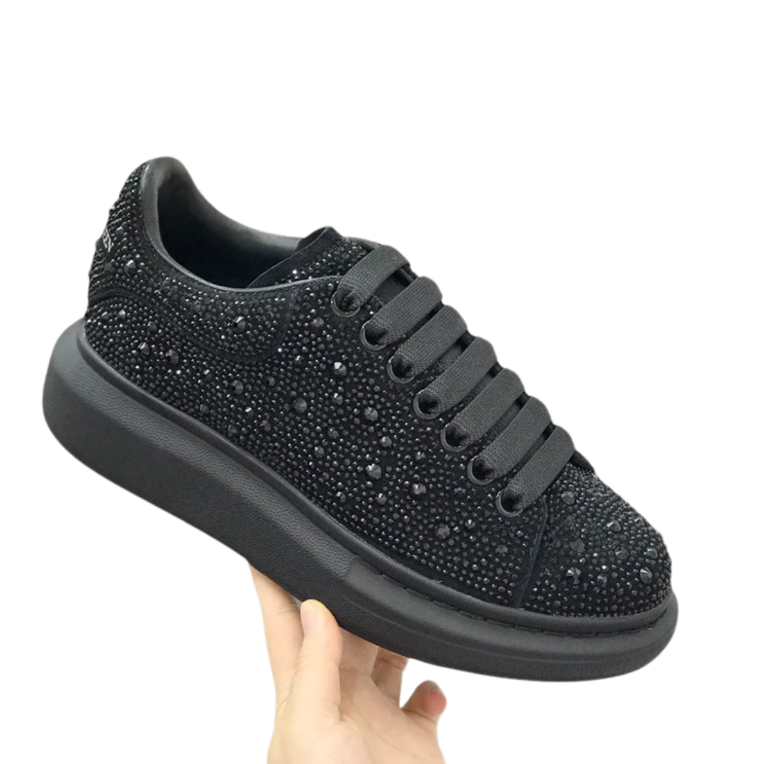 Sapatos Confortáveis com Diamantes e Sola Alta