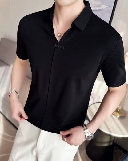 Elasticitate Ridicată Ușoară Moale și Rezistenta la încrețire Cămașă Polo Pentru Bărbați în Culoare Solidă 