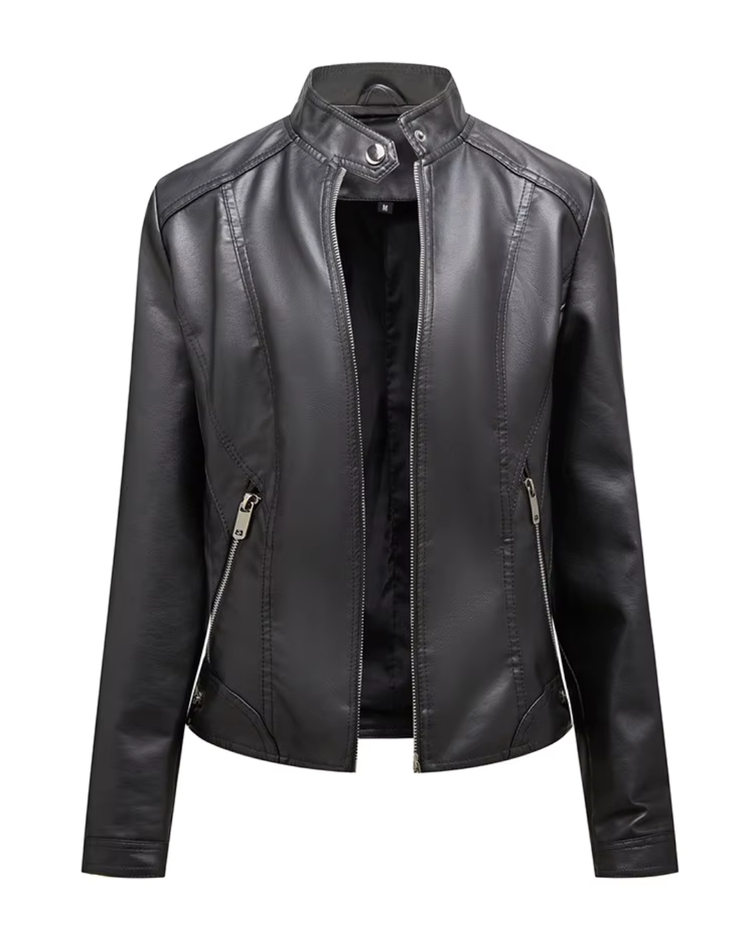 Jachetă din Piele cu Fermoar pentru Femei