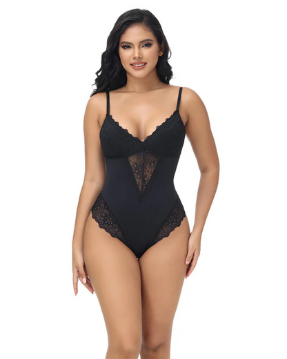 Fără Mâneci, o Singură Piesă de Dantelă de Modelare a Corpului cu Curele Subțiri Pentru Femei 