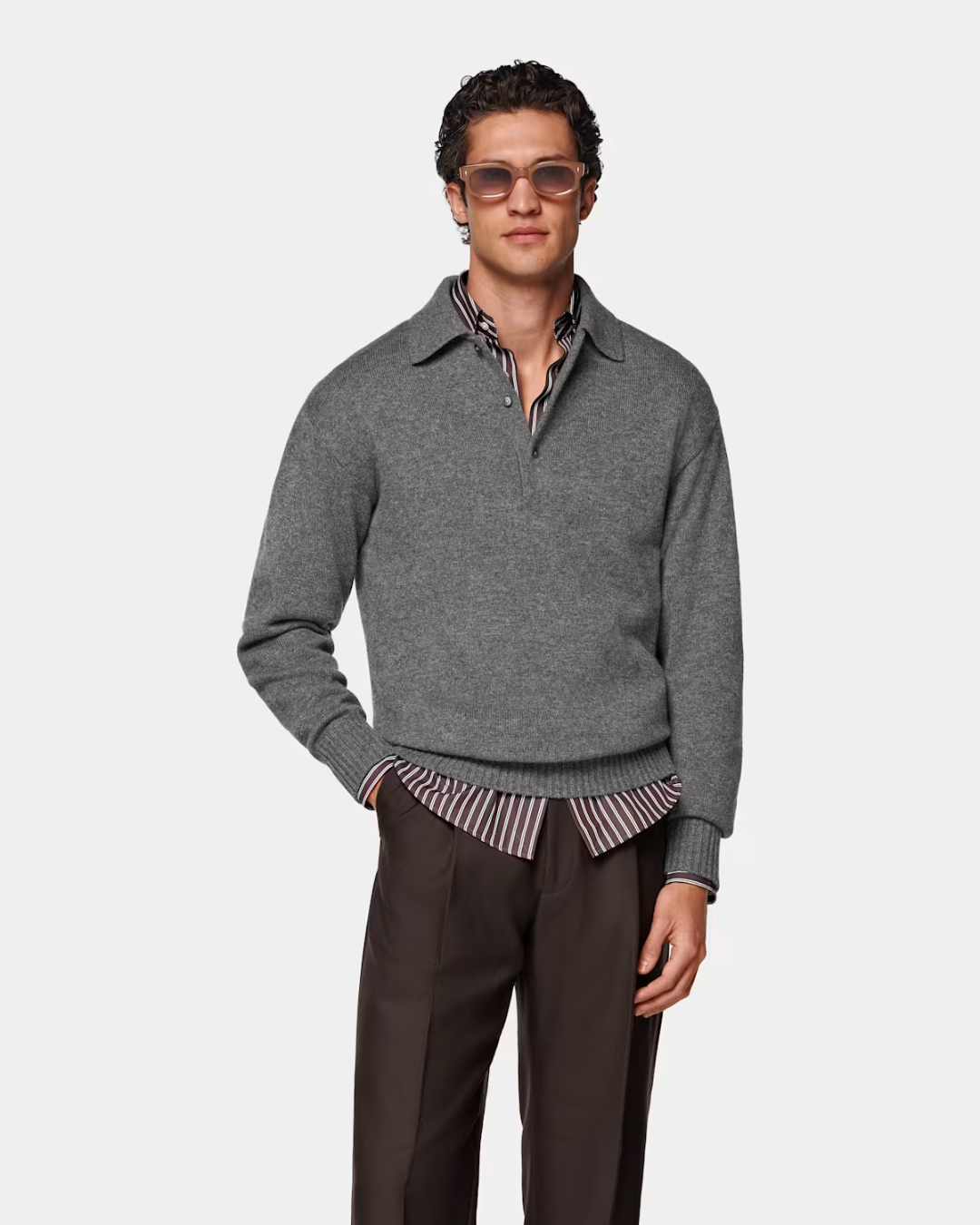 Tricou Polo cu Mânecă Lungă din Tricot Premium pentru Bărbați