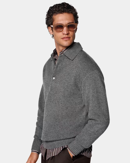 Tricou Polo cu Mânecă Lungă din Tricot Premium pentru Bărbați