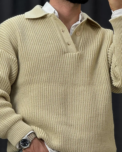 Pulover din tricot cu guler polo pentru bărbați
