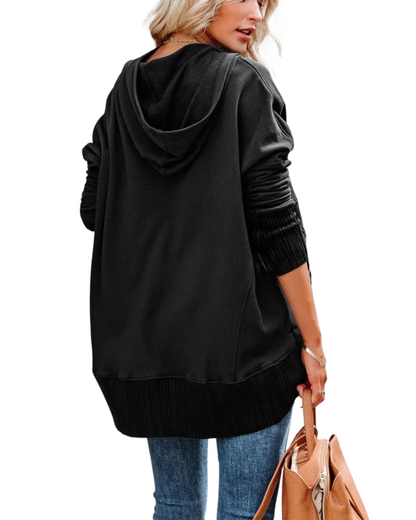 Pulover with long, long, croi, decolteu în V și nasturi