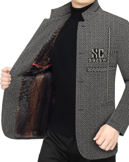 Jacheta termică din tricot pentru bărbați cu guler înalt