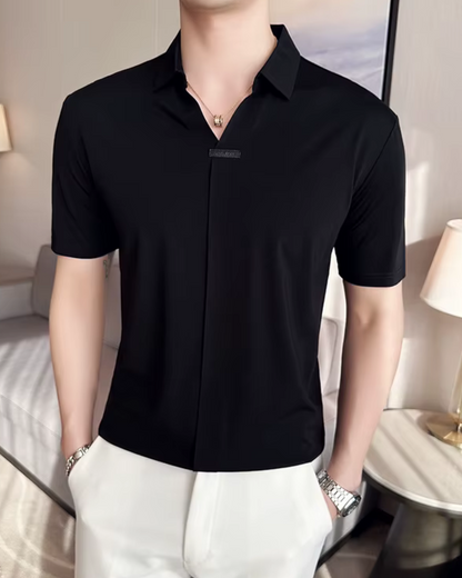 Elasticitate Ridicată Ușoară Moale și Rezistenta la încrețire Cămașă Polo Pentru Bărbați în Culoare Solidă 