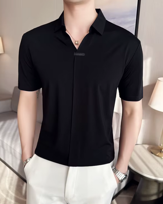 Elasticitate Ridicată Ușoară Moale și Rezistenta la încrețire Cămașă Polo Pentru Bărbați în Culoare Solidă 