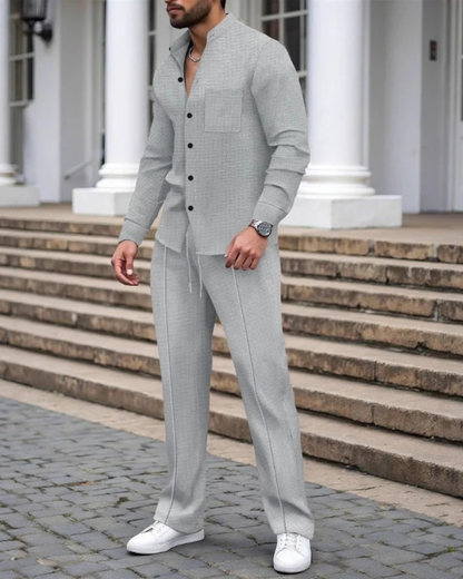 Set Masculin din Tricou și Pantaloni cu Textură Waffle®