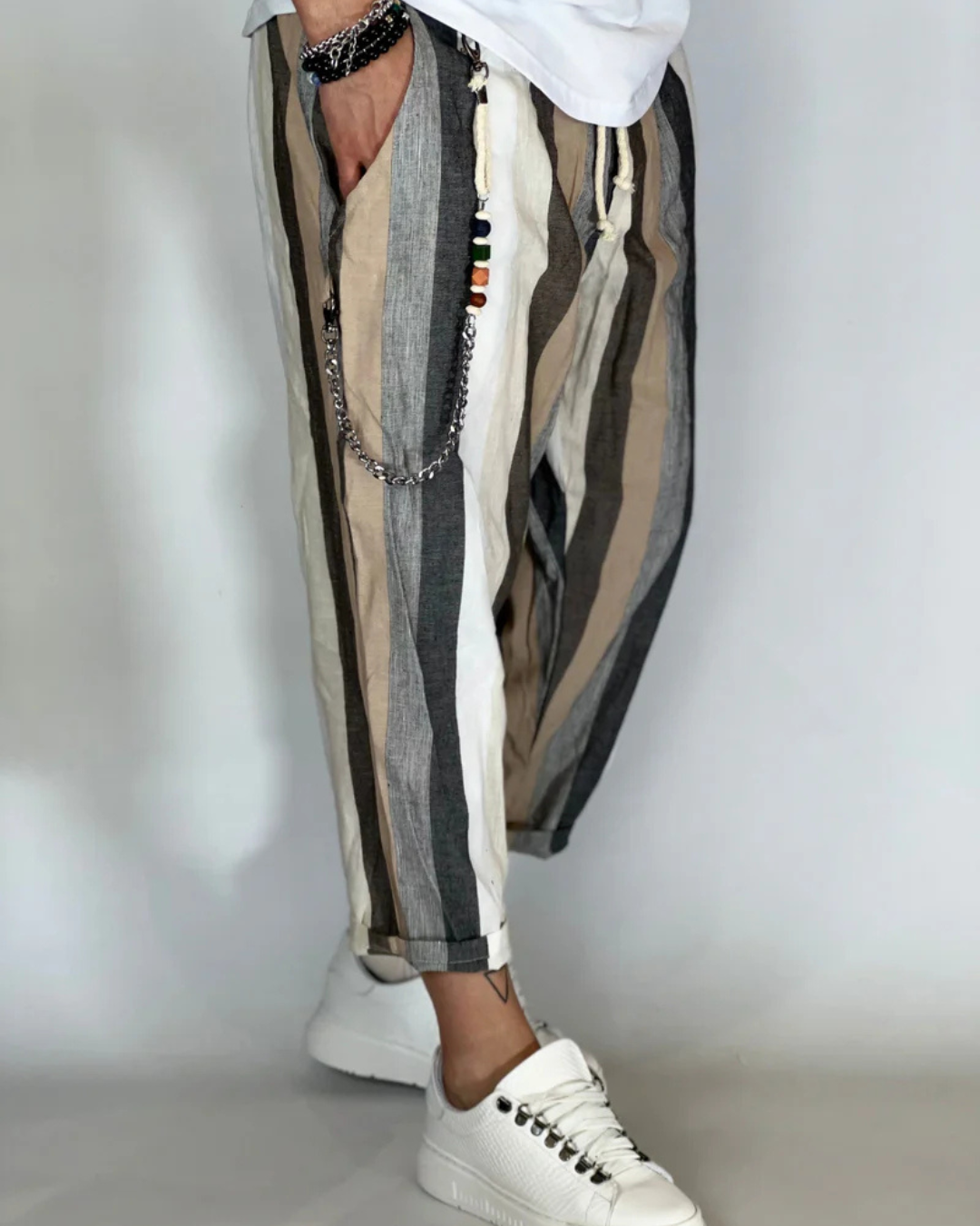 Pantaloni Dungați cu Efect de in Pentru Bărbați