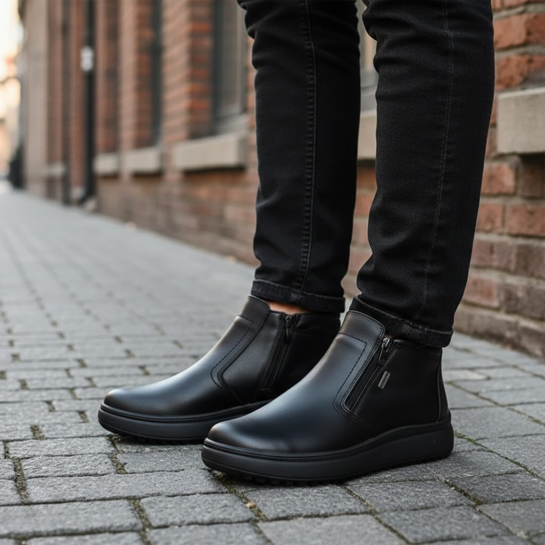 Ghete de Iarnă din Piele cu Fermoar pentru Bărbați®