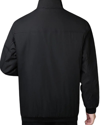 Palton din lână pentru bărbați cu căptușeală termică și închidere cu fermoar cu guler înalt în culoare uni®