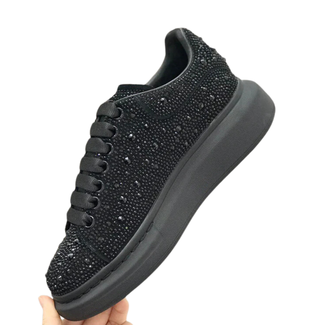 Sapatos Confortáveis com Diamantes e Sola Alta