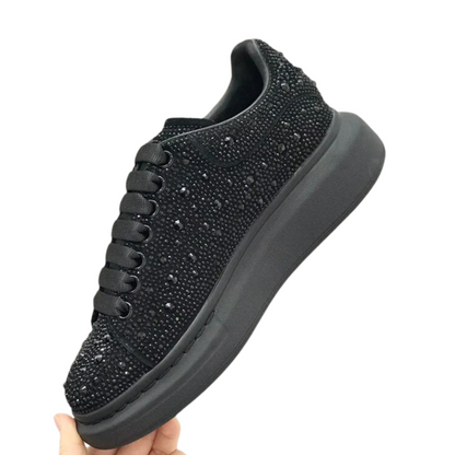 Sapatos Confortáveis com Diamantes e Sola Alta