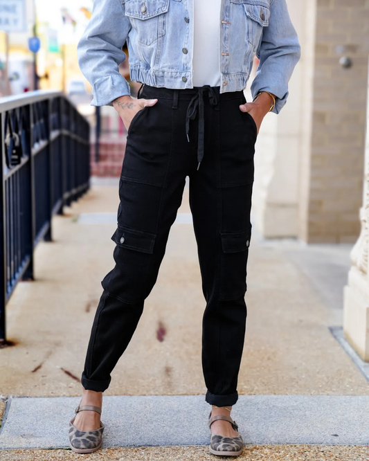 Pantaloni Sport cu Talie Înaltă și Manșete Cargo pentru Femei