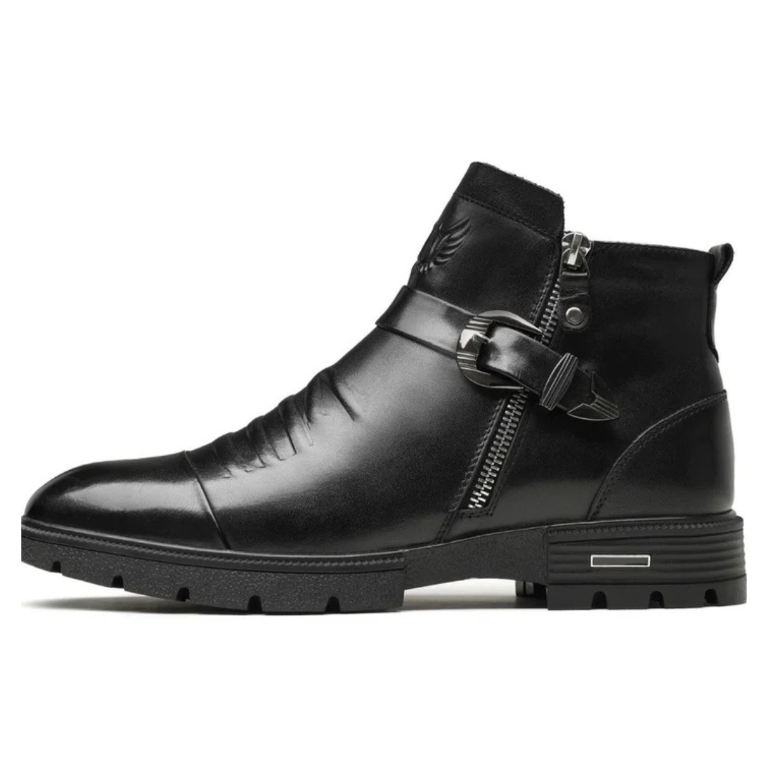 Ghete din piele neagră cu fermoar lateral pentru un look îndrăzneț și sofisticat