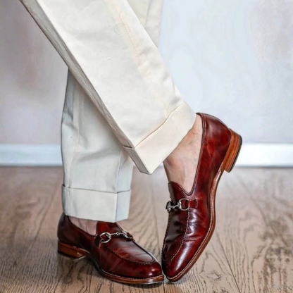 Mocasini Din Piele Lucrați Manual Cu Detaliu Cataramă Pentru Bărbați