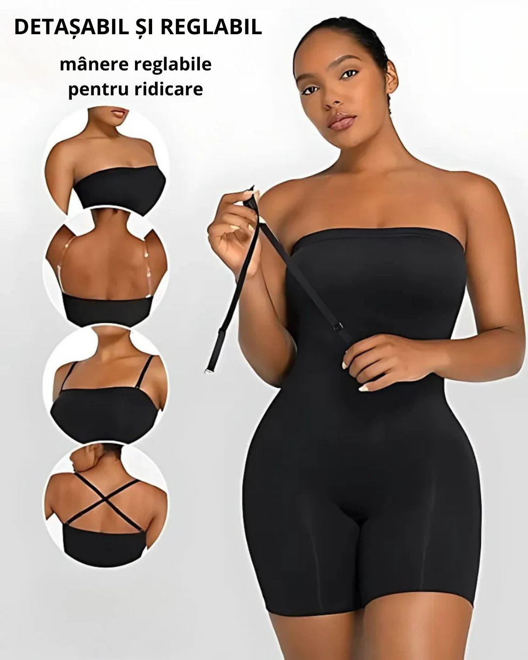 Seamless Body Shaper Pentru Femei cu Bretele Detașabile 