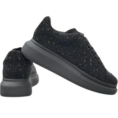 Sapatos Confortáveis com Diamantes e Sola Alta