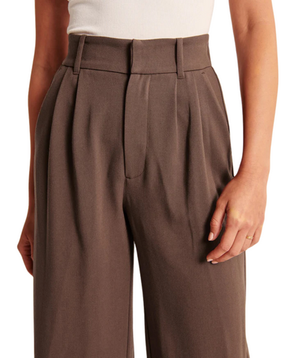 Pantaloni cu Talie Înaltă pentru Femei, cu Crăpături Elegante și Croială Largă