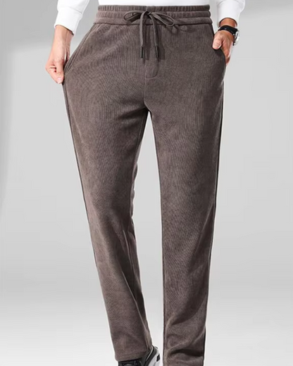 Pantaloni Casual din Velur cu Talie Elastică Pentru Bărbați