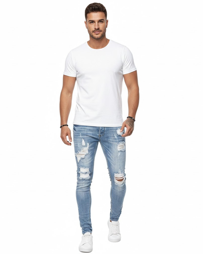 Blugi skinny cu rupturi în stil urban pentru bărbați®