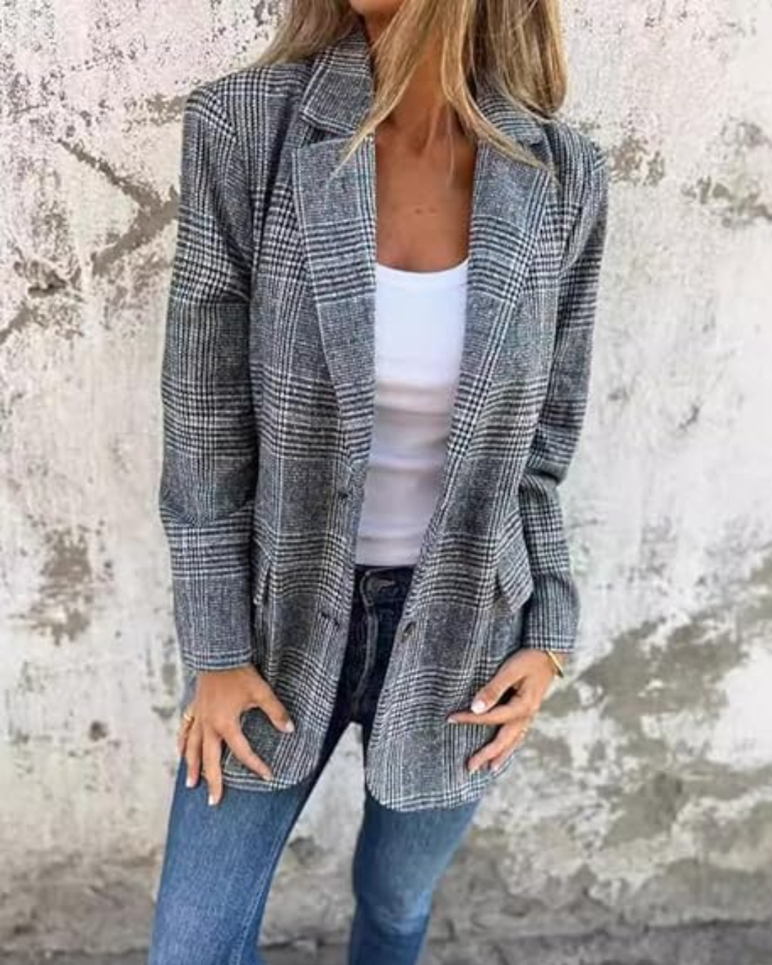 Sacou blazer în carouri cu design elegant pentru femei®