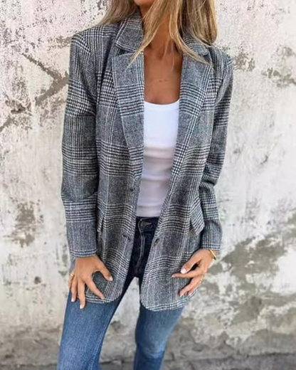 Sacou blazer în carouri cu design elegant pentru femei®