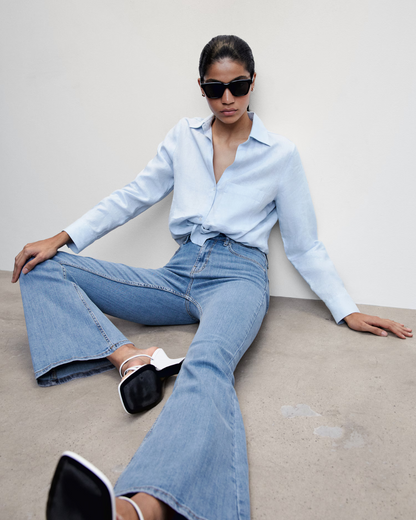 Pantaloni Medii cu Picior Evazat pentru Femei 