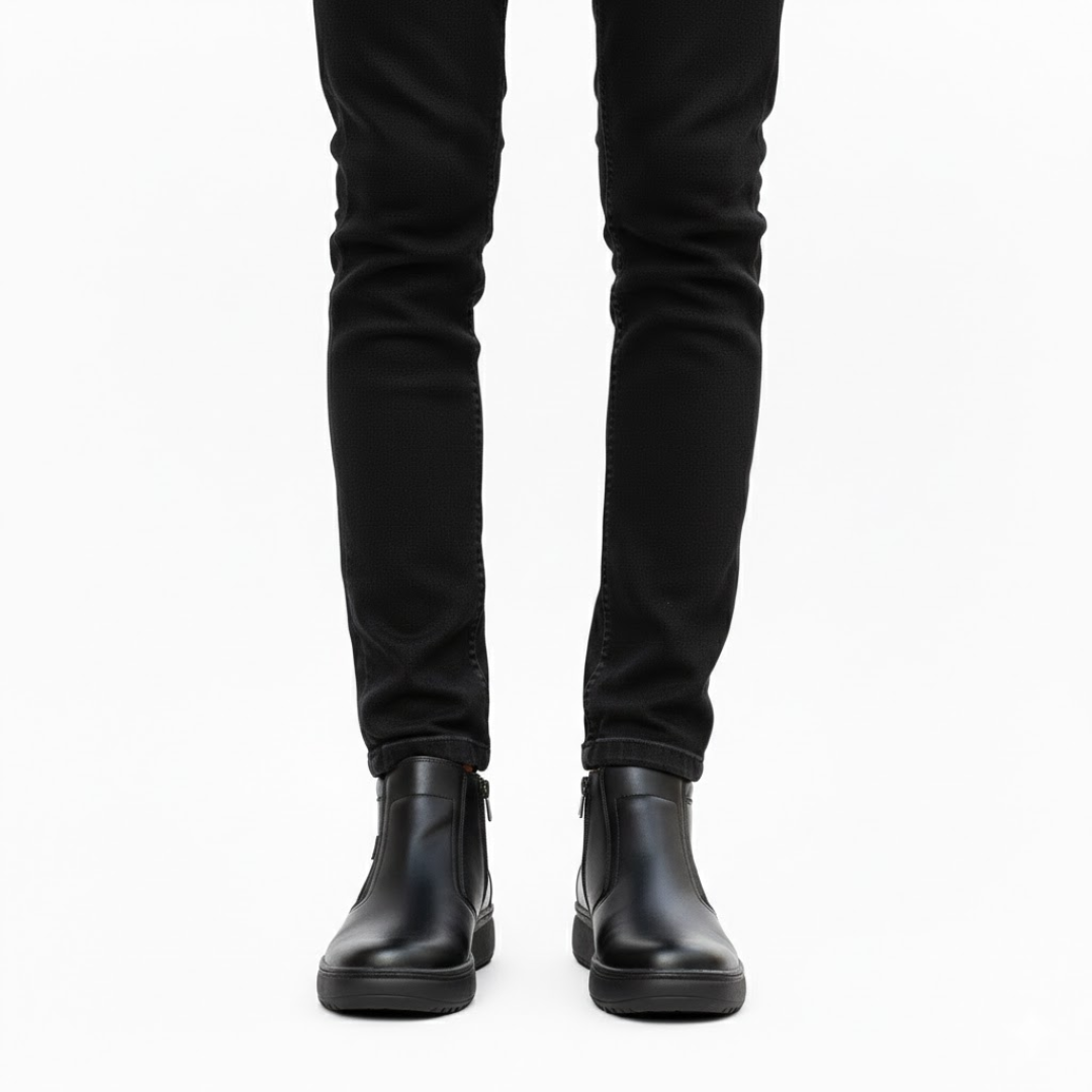 Ghete de Iarnă din Piele cu Fermoar pentru Bărbați