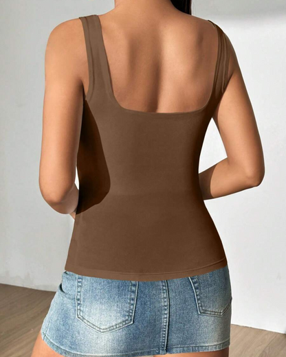 Top drept cu decolteu pătrat și bretele late (OFERTĂ 2X1) 