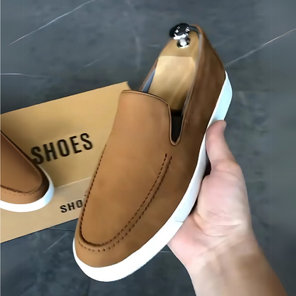 Pantofi Casul Clasici Din Piele Întoarsă Lucrați Manual Pentru Bărbați