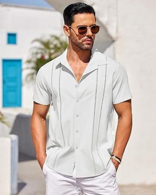 Cămașă Guayabera Cuban Linen Pentru Bărbați Prospețime și Stil Atemporal 