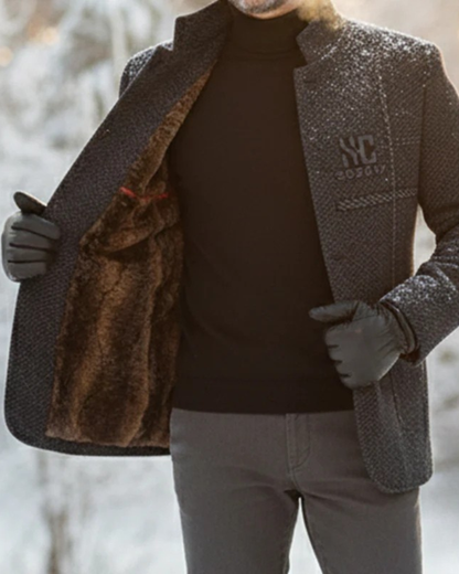 Jacheta termică din tricot pentru bărbați cu guler înalt