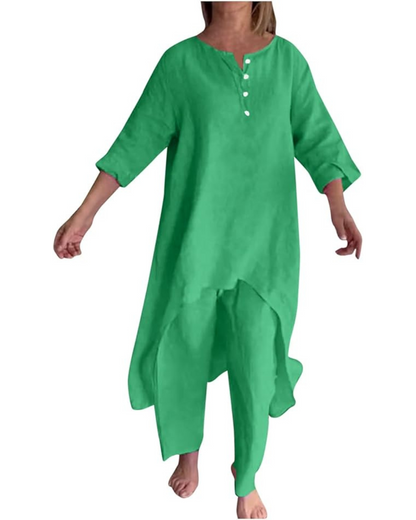 Set Casual din In pentru Femei Stil Natural