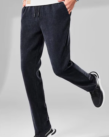 Pantaloni Casual din Velur cu Talie Elastică Pentru Bărbați