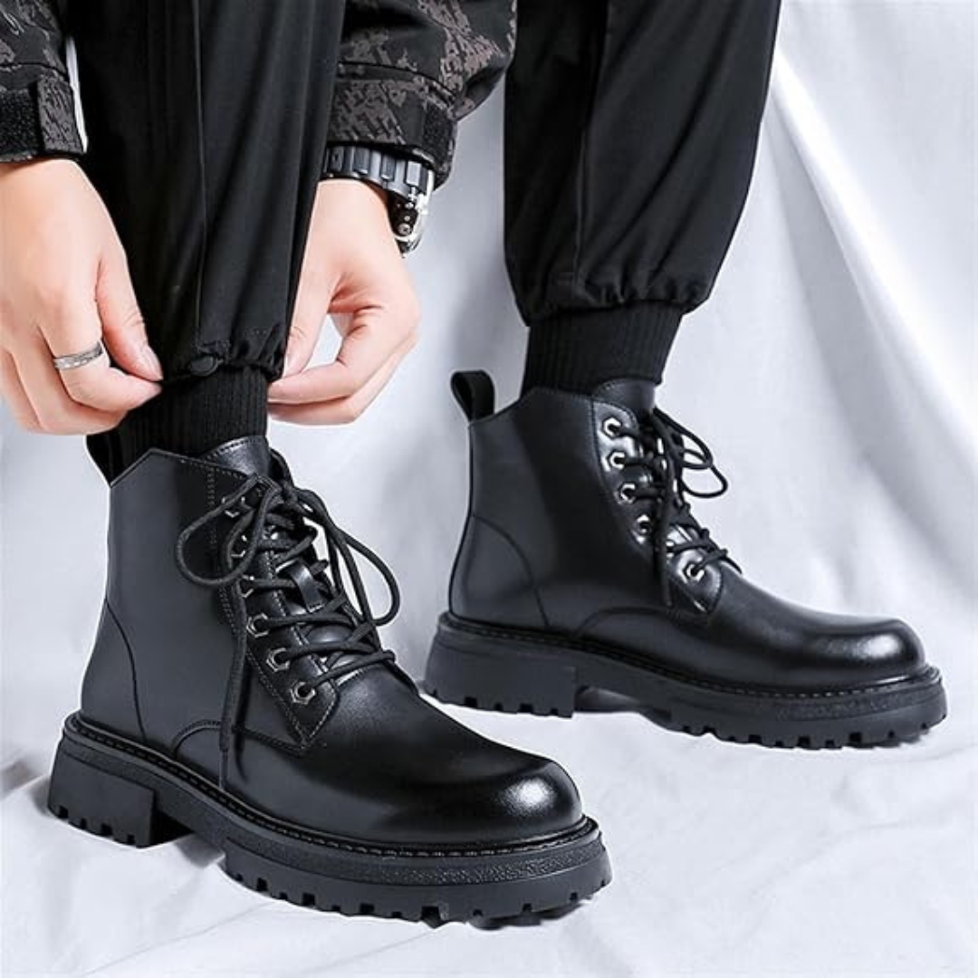 Ghete din piele cu vârf rotund pentru bărbați®